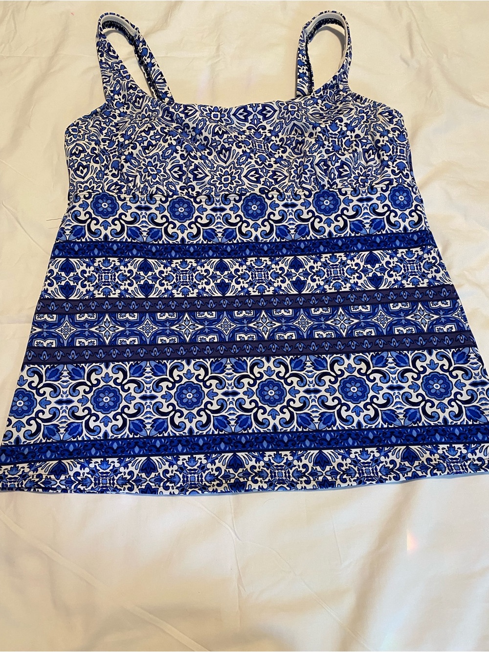 Lands End Blue Patterned Women's Tankini Top